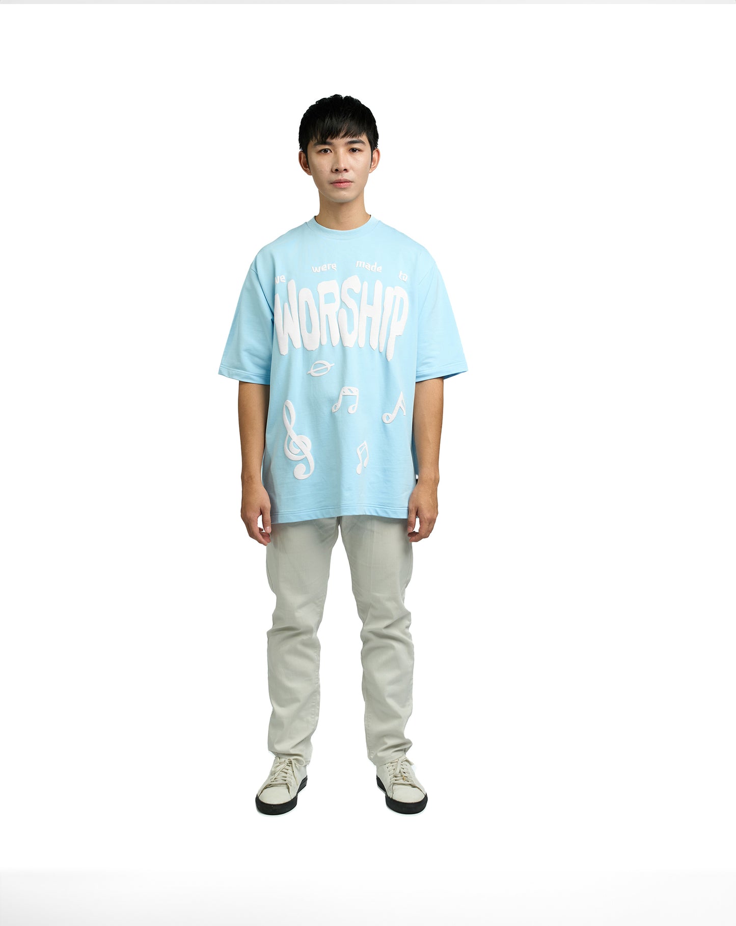 MADE TO WORSHIP (POWDER BLUE) TEE