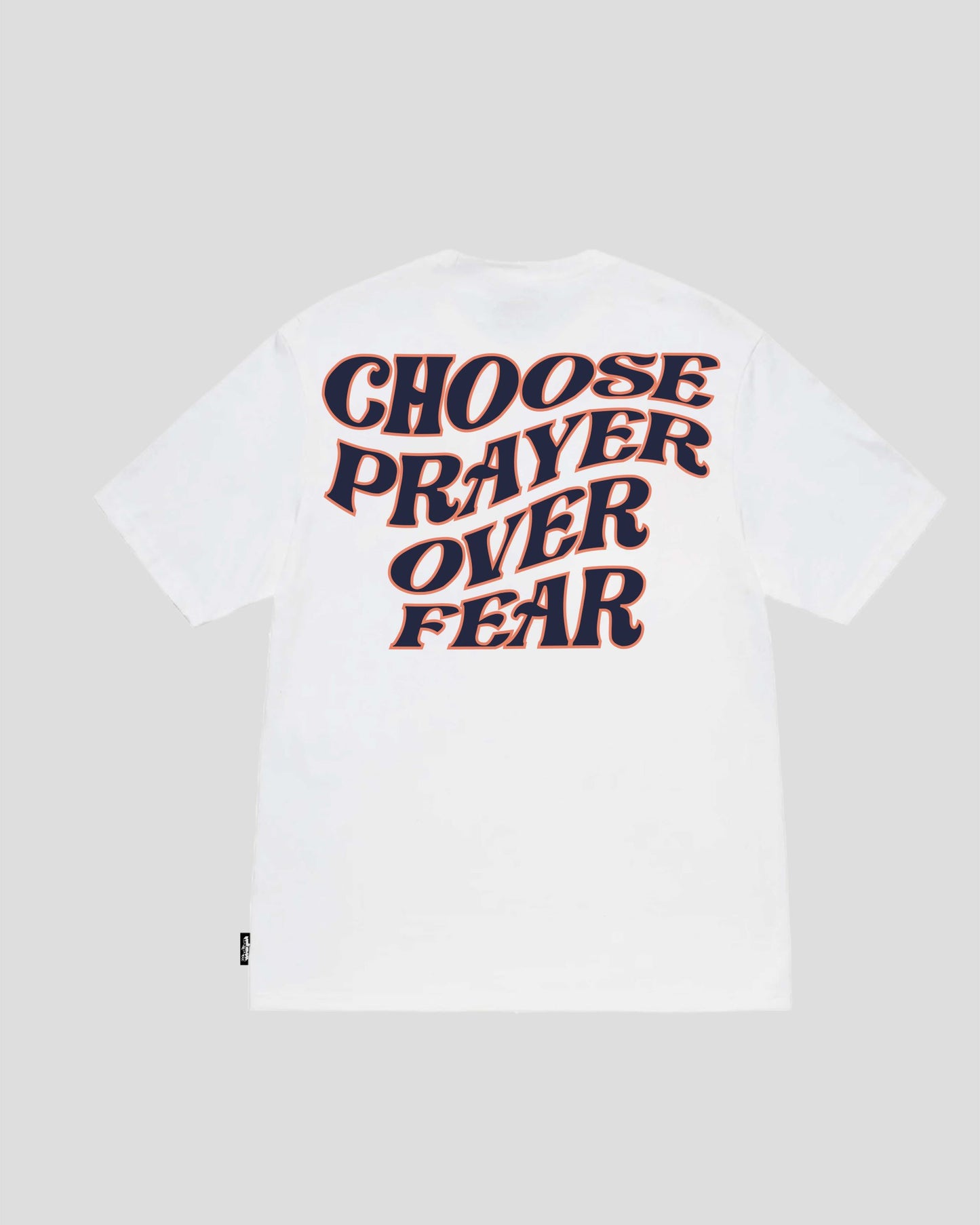 CHOOSE PRAYER  - PEACH + DARK BLUE (LET'S GET REAL EDITION) TEE