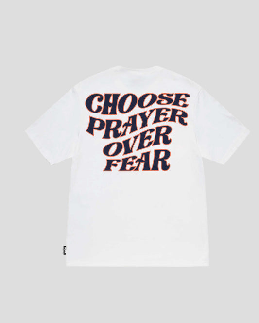 CHOOSE PRAYER  - PEACH + DARK BLUE (LET'S GET REAL EDITION) TEE