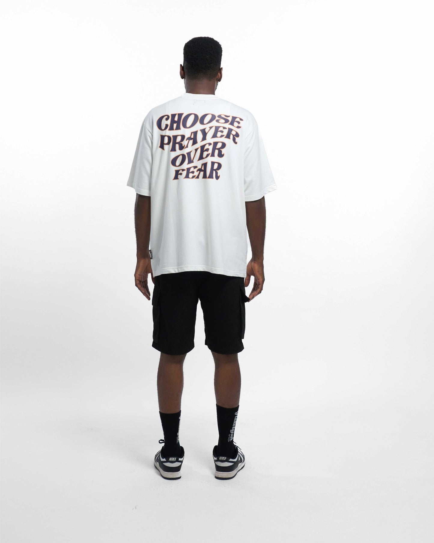 CHOOSE PRAYER  - PEACH + DARK BLUE (LET'S GET REAL EDITION) TEE