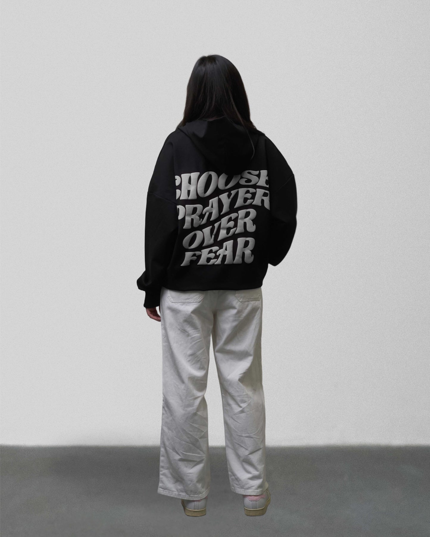 CHOOSE PRAYER OVER FEAR (BLACK GREY) HOODIE